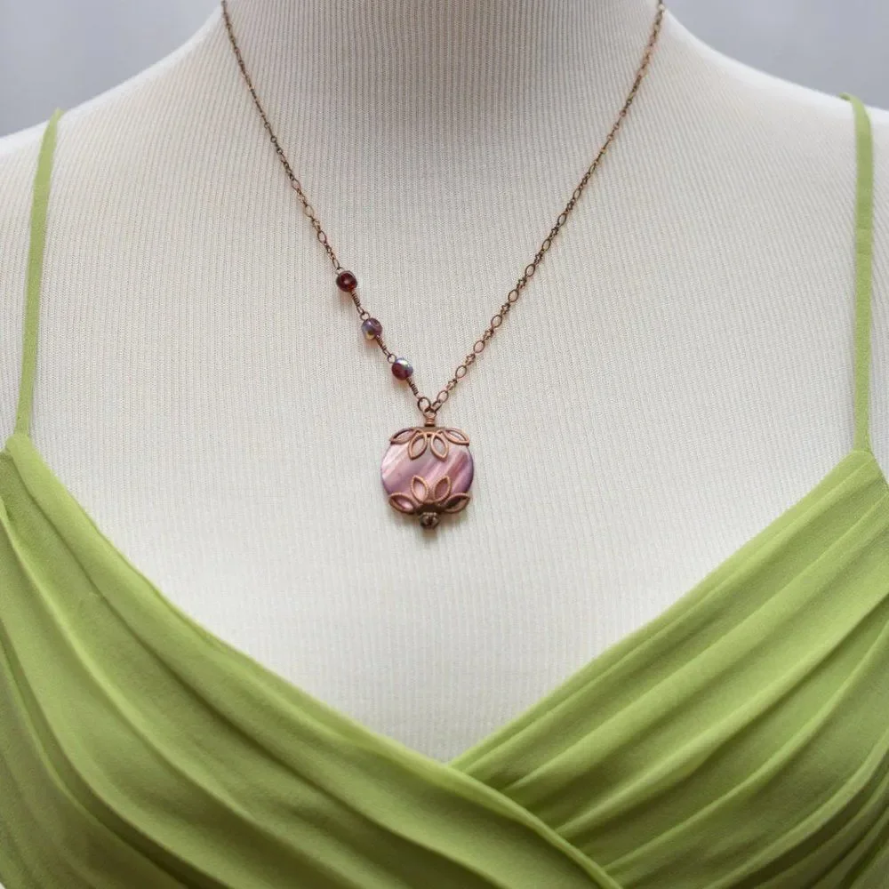 Purple Shell Necklace  Handmade Necklace